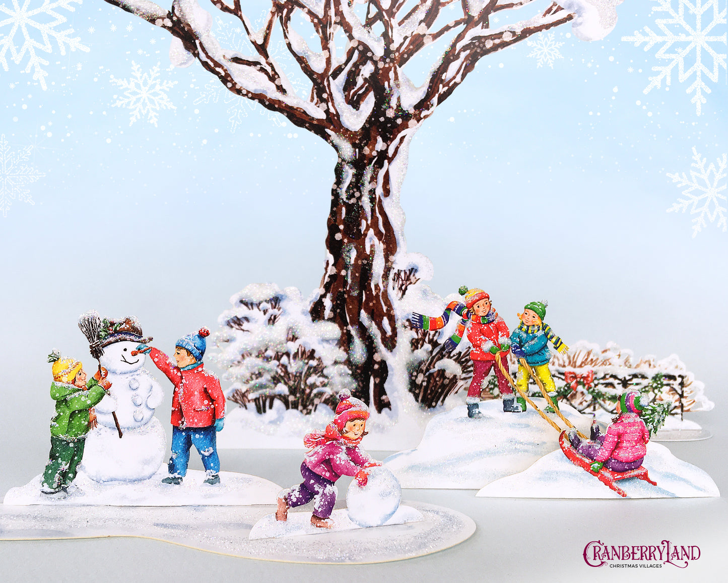 4-piece set Let's Play Outside! - Christmas Village Decoration